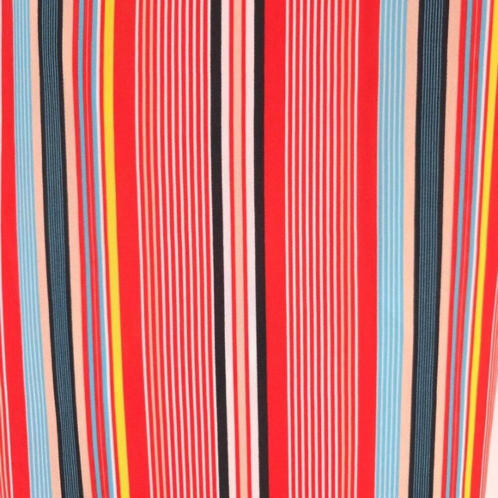NWT Alice + Olivia Kalia Red Multicolor‎ Striped Halter Tieback Mini Dress LARGE - Picture 13 of 16
